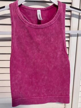 Zenana Outfitters Ribbed Tank Top - Magenta